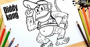 Cómo dibujar a Diddy Kong / How to draw Diddy Kong /Donkey kong.