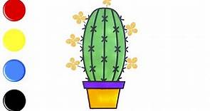 Dibujar y Colorea Cactus | Dibujos Para Niños | Aprender Colores & Animales & Español y Inglés