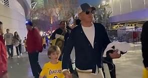 Michael Keaton takes grandson River to Lakers game in LA