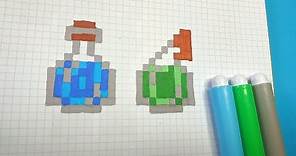 Como Dibujar POCIONES de MINECRAFT | Pixel Art Tutorial