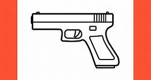 How to draw a PISTOL easy / drawing glock 17 gun step by step