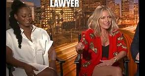 Becki Newton and Jazz Raycole at interview for "The Lincoln Lawyer" (2022)