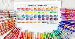 50 Crayola Twistable Crayons Names and Swatches!