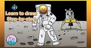 #AdArt - Learn how to draw Neil Armstrong on the moon step-by-step.