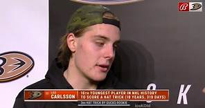 Leo Carlsson talks FIRST NHL Hat Trick