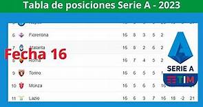 ✅Tabla de Posiciones y Resultados Hoy - Serie A - Italia ✅Fecha 16 - 2023