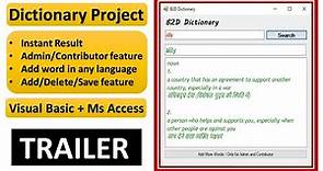 Trailer: Dictionary Project in Visual Basic and Ms Access Database