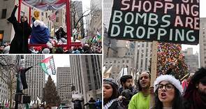 Pro-Palestinian protesters chant ‘Christmas is canceled’ while carrying blood-red mock Nativity scene through NYC — scuffles break out, arrests made