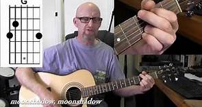 CAT STEVENS - MOONSHADOW Acoustic guitar tutorial with chords and lyrics