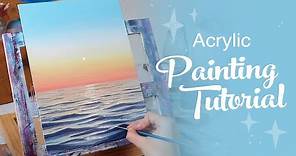 Acrylic Painting Tutorial - Ocean Sunset (Beginner to Intermediate)
