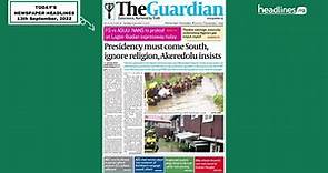 Nigerian Newspapers Headlines Today - 13th September, 2022