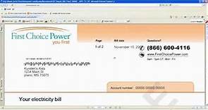 How to Generate a Sample Bill in First Choice Power Portal 2.0TM