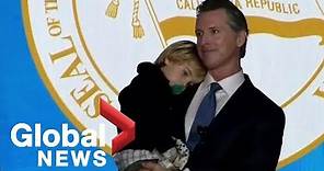 California Gov. Gavin Newsom's two-year-old son steals spotlight at inauguration