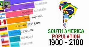 All South American Countries by Population (1900-2100)
