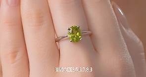 925 Sterling Silver Peridot Women's Solitaire Ring