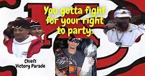 Travis Kelce and Patrick Mahomes drunk as f#%k at victory parade speech’s
