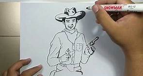 How to draw COWBOY step by step