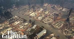Aerial footage shows aftermath of California's deadliest wildfire