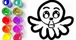 como dibujar un pulpo facil para niños y pintar pulpo paso a paso How to draw a octopus
