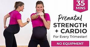 35-Minute Bodyweight Prenatal Workout (Full Body Strength + Low Impact Cardio)
