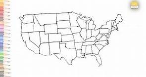 Map of United States outline drawing easy | How to draw USA Map outline sketch step by step