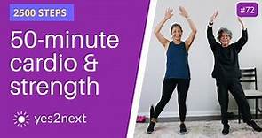 50 Minute Cardio & Strength Workout | Get 2500 steps & build muscle | Seniors, beginners