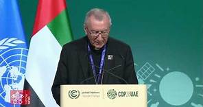 Cardinal Secretary of State Pietro Parolin delivers Pope Francis’ speech at the COP28