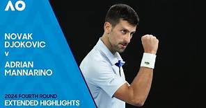 Novak Djokovic v Adrian Mannarino Extended Highlights | Australian Open 2024 Fourth Round