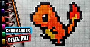 Como Dibujar A CharMANDER | PASO A PASO FACIL (Pixel Art) how to draw charmander kawaii / pokEMON