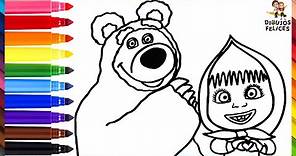 Dibuja y Colorea A Masha Y El Oso 👧🏼🫶🐻 Dibujos Para Niños