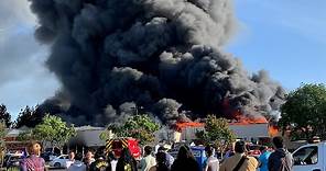 Raw Video: 5-Alarm Fire Burns San Jose Home Depot