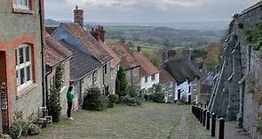 Gold Hill, Shaftesbury, England - above, on and below the famous hill
