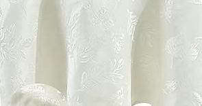Elrene Home Fashions Elegant Woven Leaves Jacquard Damask Tablecloth, 60" x 84", Oval, Ivory