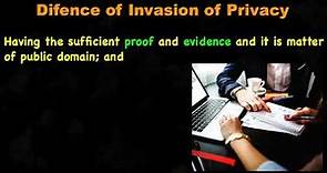 Concept of Invasion of Privacy (Tort Law)