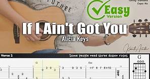 If I Ain't Got You (Easy Version) - Alicia Keys | Fingerstyle Guitar | TAB + Chords + Lyrics