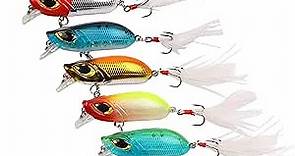 Fishing Crankbait Hard Baits Kit, 7pcs Minnow Fishing Lures Crank Baits with Feather Treble Hook Long Casting Trolling Lures Trout Bass Lures for Freshwater Saltwater