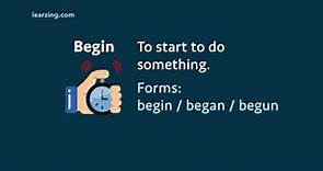 Irregular verb: Begin / began / begun (meaning, forms, examples, pronunciation)