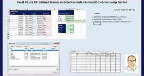 Excel Basics 18: Defined Names in Excel Formulas & Functions & For Jump Go To!