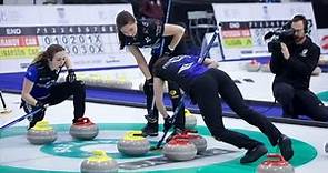 Super sweeper Joanne Courtney compliments Emily Zacharias on her oustanding sweeping form