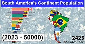 South America's Continent Population (2023 - 50000) Most Populated in Countries South America