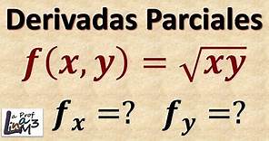 Derivadas parciales de f(x,y)=(xy)^1/2 | La Prof Lina M3