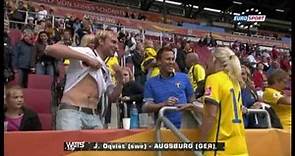 Josefine Öqvist "uncensored version" changing shirt with german supporter