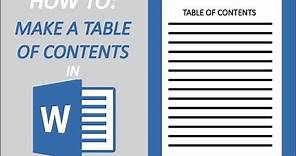 How to Make a Table of Contents in Microsoft Word