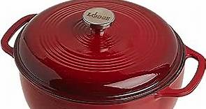 Lodge 6 Quart Enameled Cast Iron Dutch Oven with Lid – Dual Handles – Oven Safe up to 500° F or on Stovetop - Use to Marinate, Cook, Bake, Refrigerate and Serve – Island Spice Red