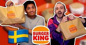 Americans Try Burger King In Sweden 🇸🇪🍔 "Chili Cheese" And "King" EVERYTHING