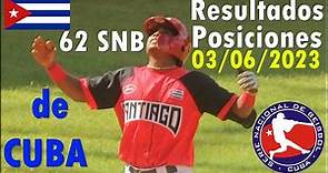 Resultados Posiciones 62 Serie Nacional de Beisbol Jornada 60 03/06/2023