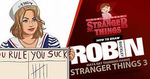 How to draw Robin Buckley | Stranger Things 3 super easy with coloring page