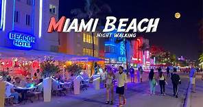 Night Walking Tour - Miami Beach, Miami Downtown - 4K HDR 60Fps