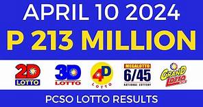 Lotto Result April 10 2024 9pm PCSO