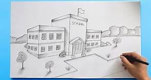 School Drawing | How to draw a school 🏫
